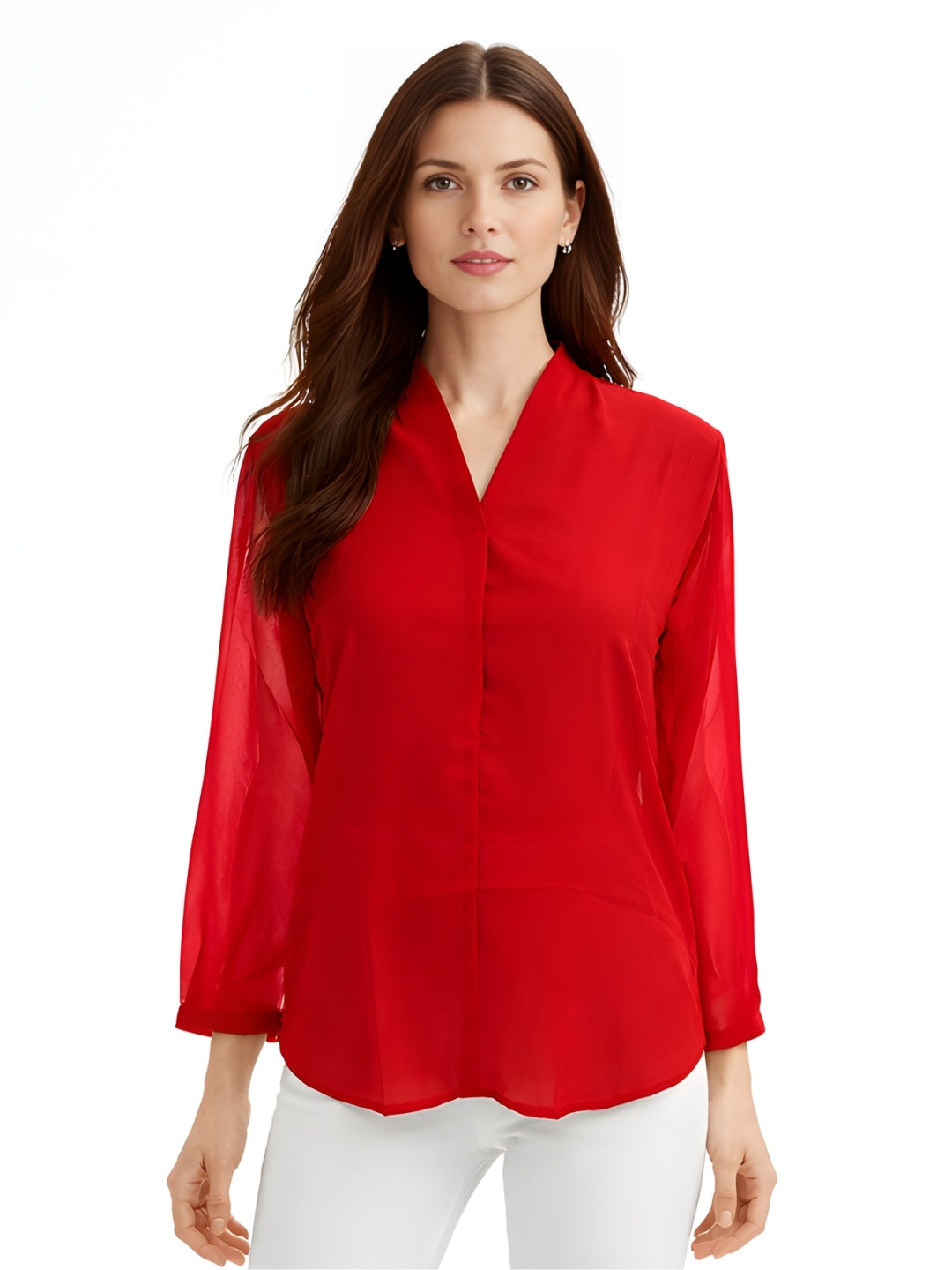 Red Plain Long Top