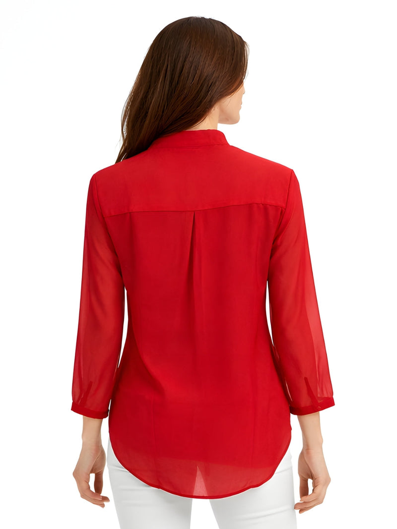 Red Plain Long Top