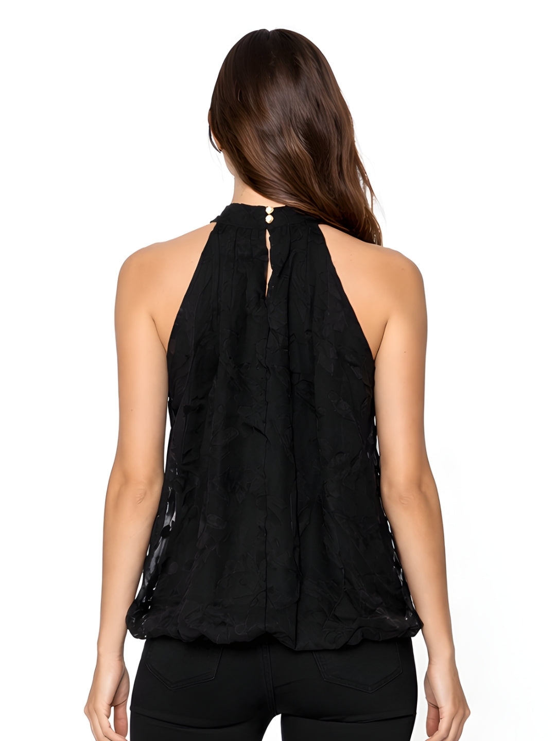 Black Textured Sleeveless Top