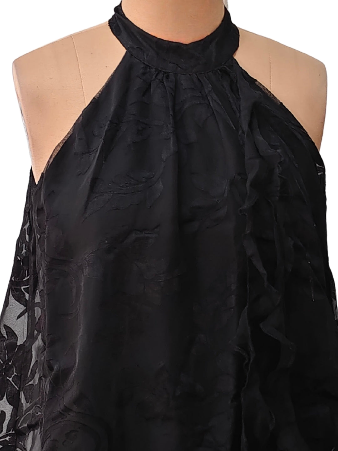 Black Textured Sleeveless Top