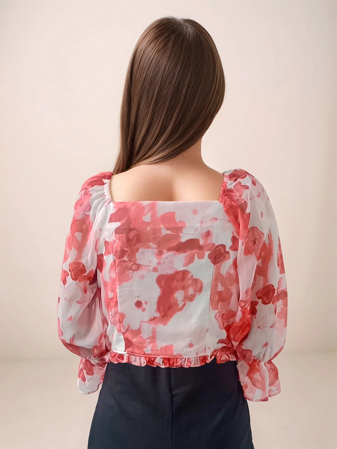 Pink Abstract Slim Fit Top