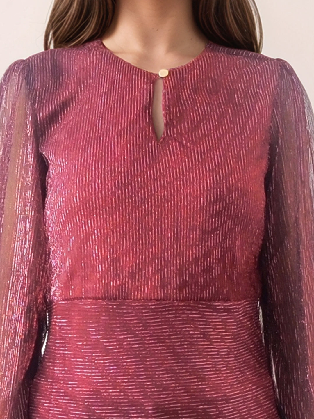 Maroon Textured Slim Fit Top