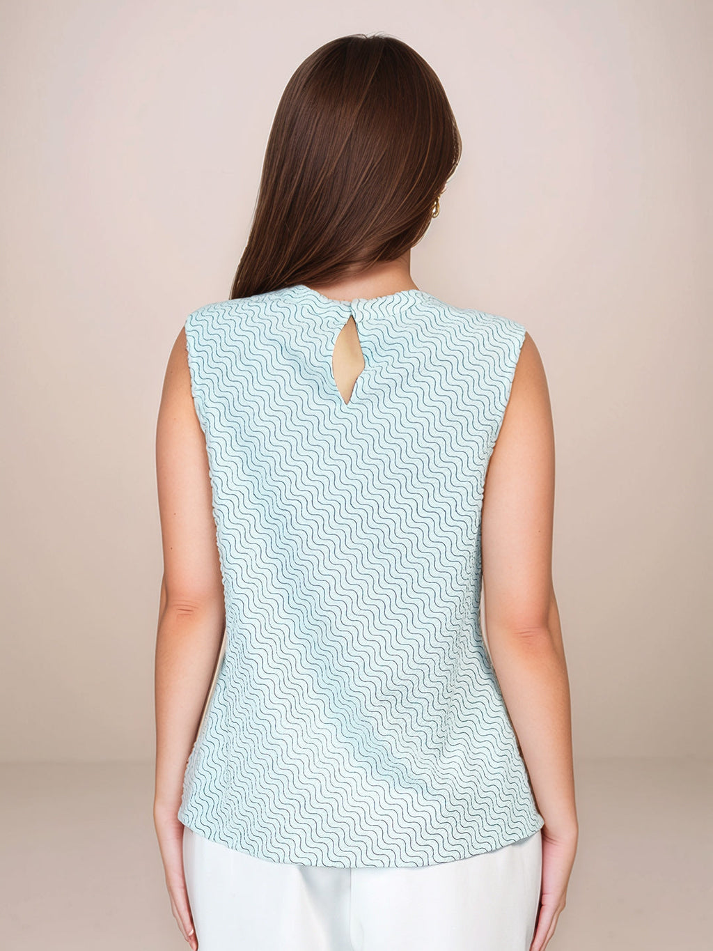 Mint Colored Abstract Relaxed Fit Top