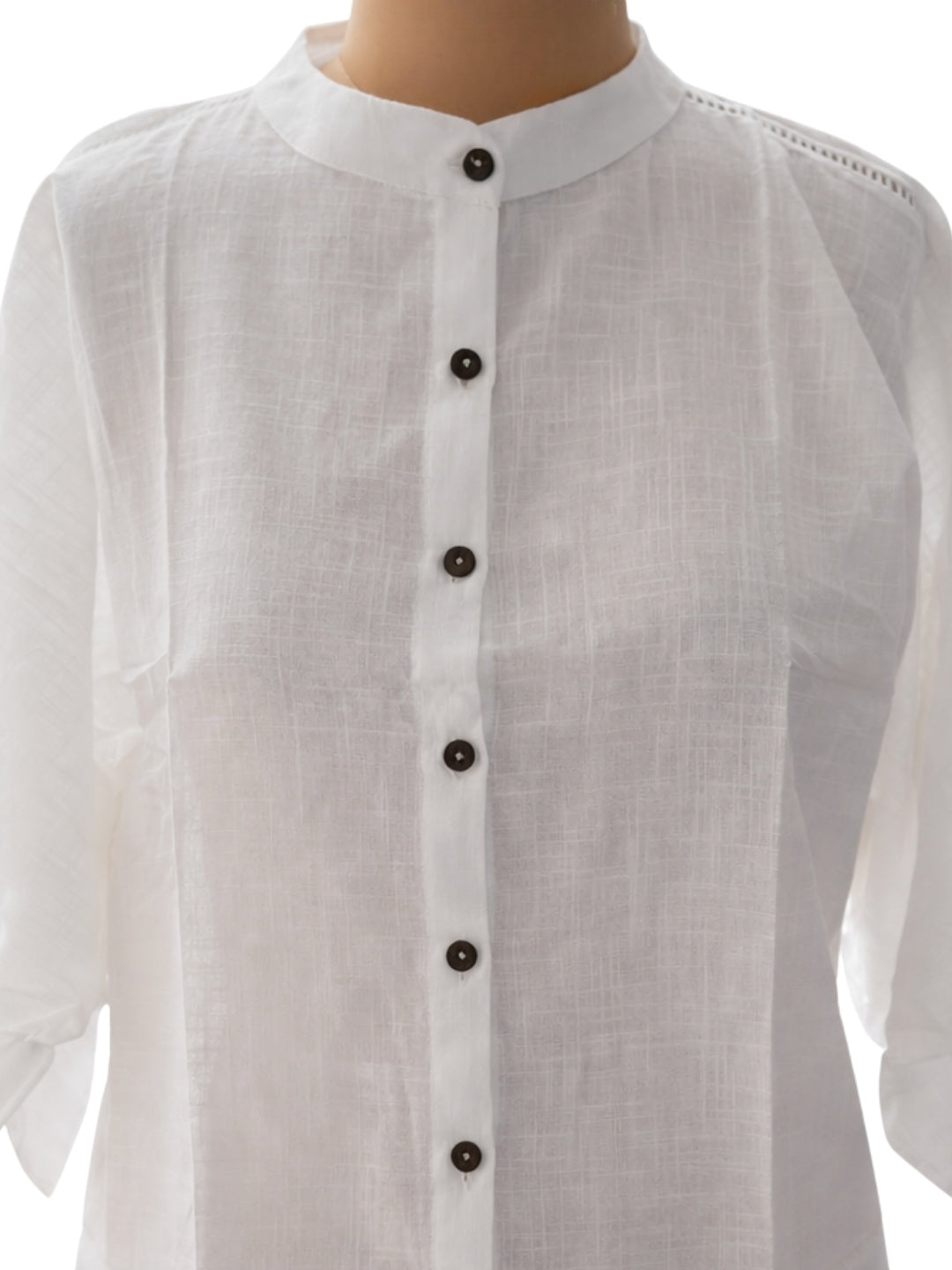 White Solid Three-Quarter Sleeves Top