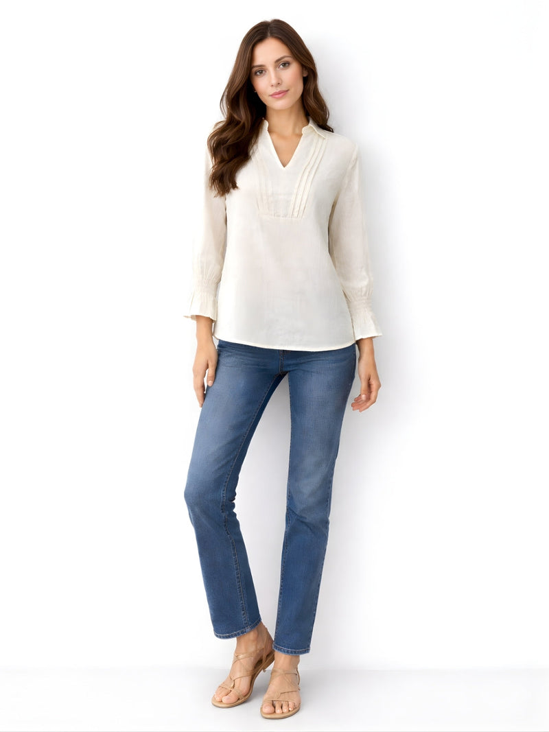 Beige Plain Long Top