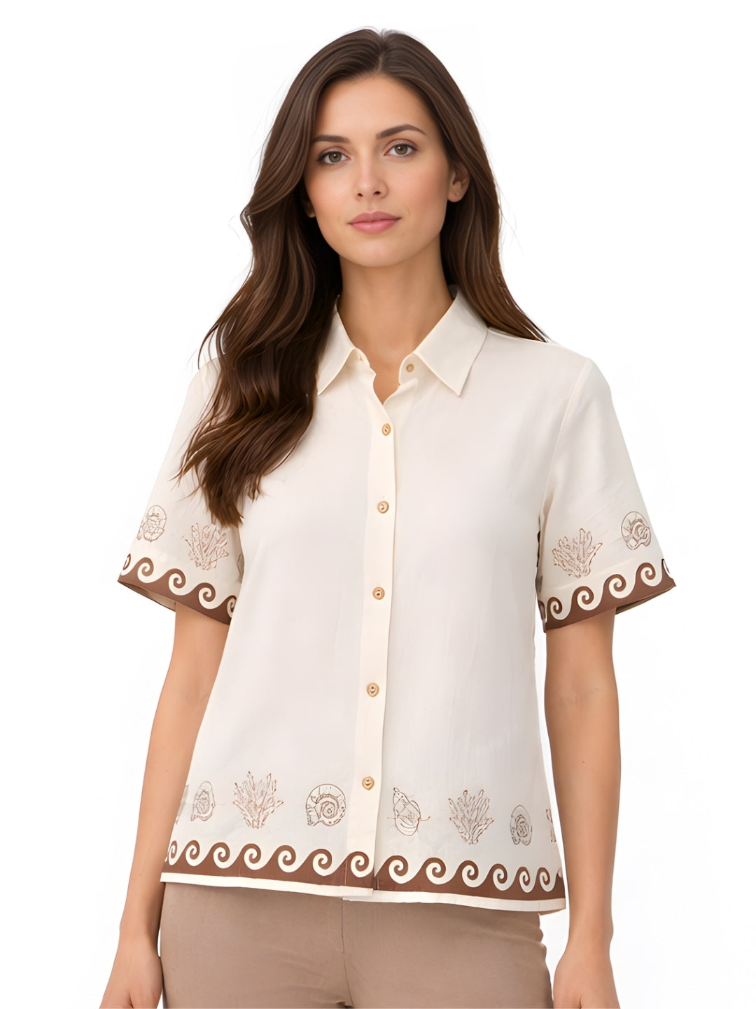 Beige Abstract Short Top