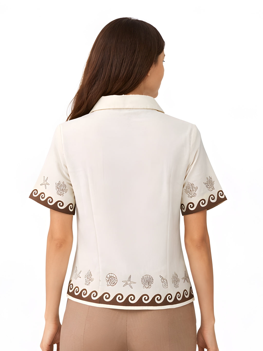 Beige Abstract Short Top