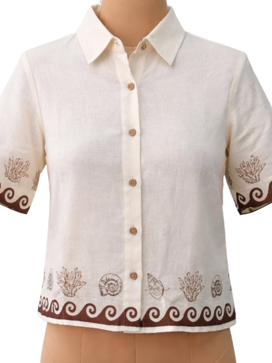 Beige Abstract Short Top