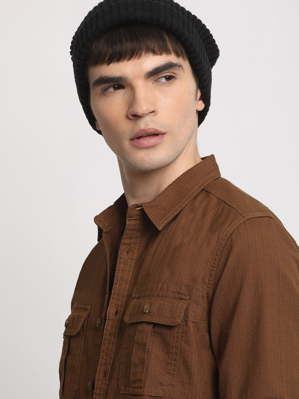 Aka - Men Mustard Solid Slim Fit Cotton Casual Shirt