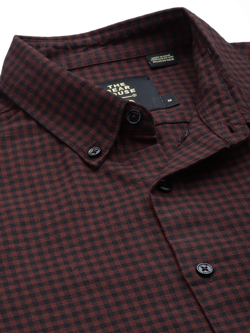Aphex - Men Maroon Gingham Checked Slim Cotton Casual Shirt