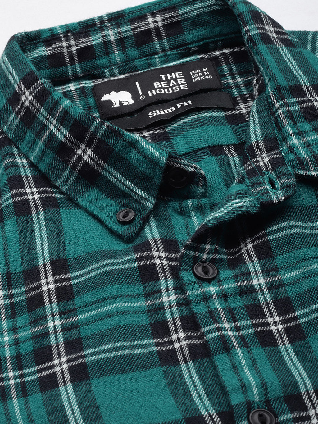 Arna - Men Green & Black Slim Fit Checked Flannel Cotton Casual Shirt