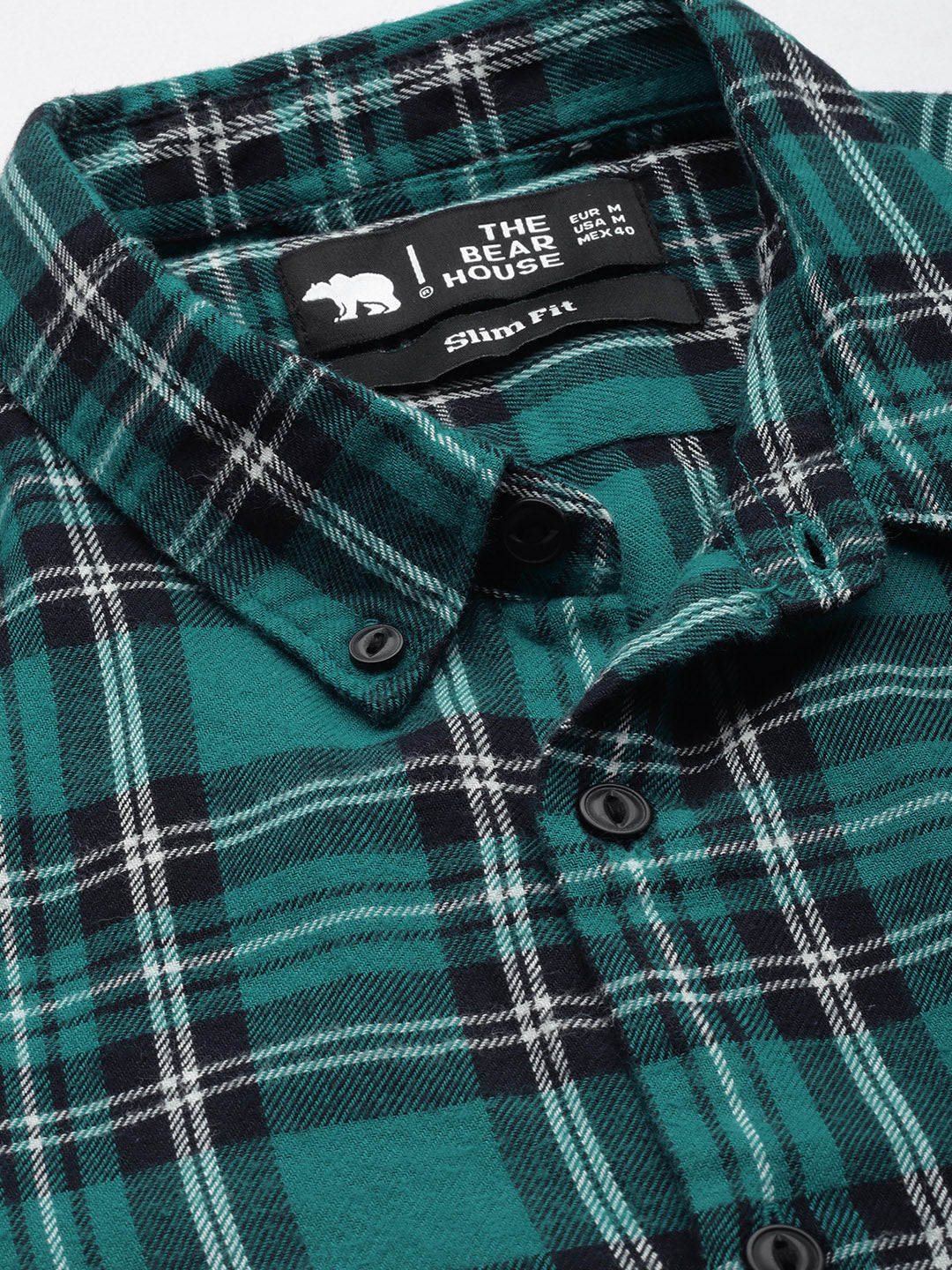 Arna - Men Green & Black Slim Fit Checked Flannel Cotton Casual Shirt