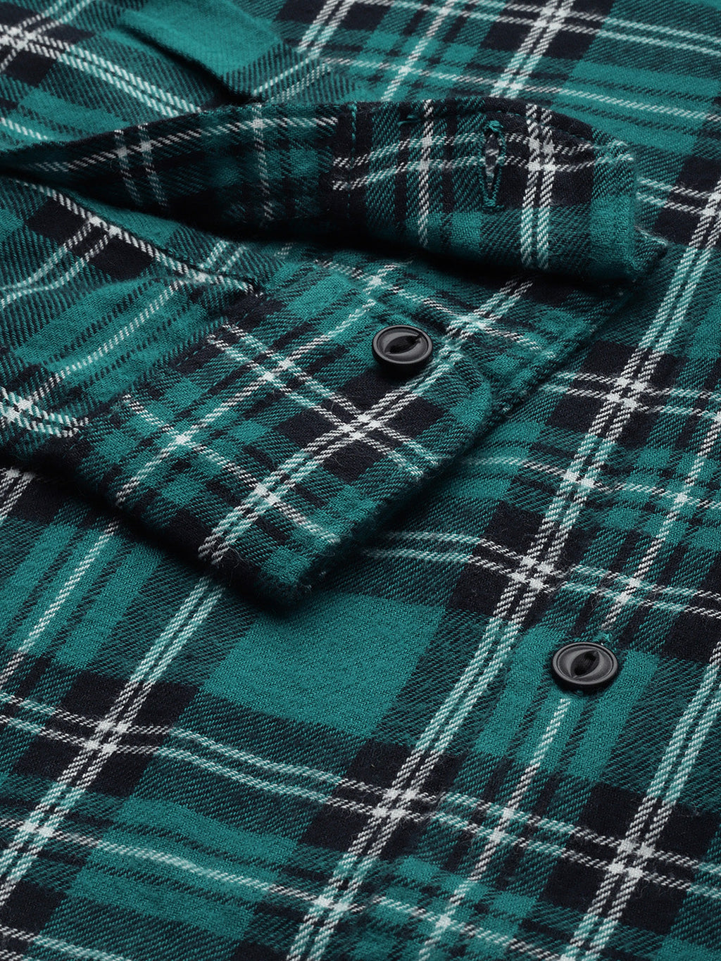 Arna - Men Green & Black Slim Fit Checked Flannel Cotton Casual Shirt