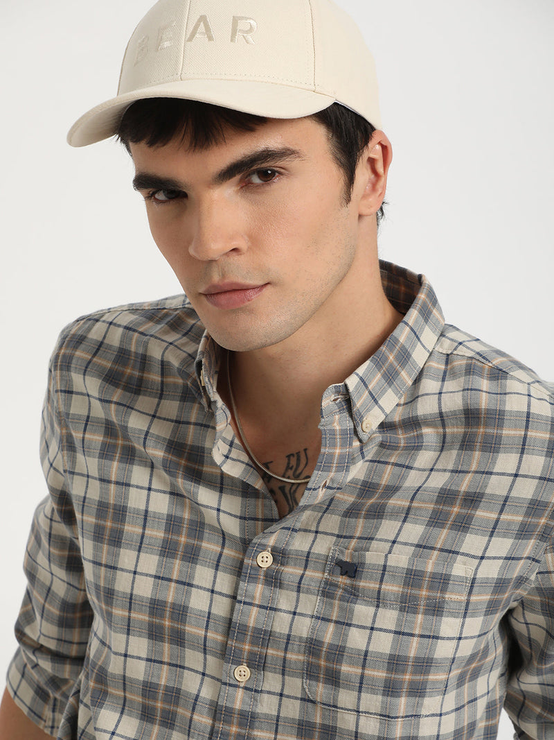 Biani - Men Multi Checked Slim Fit Casual Shirt