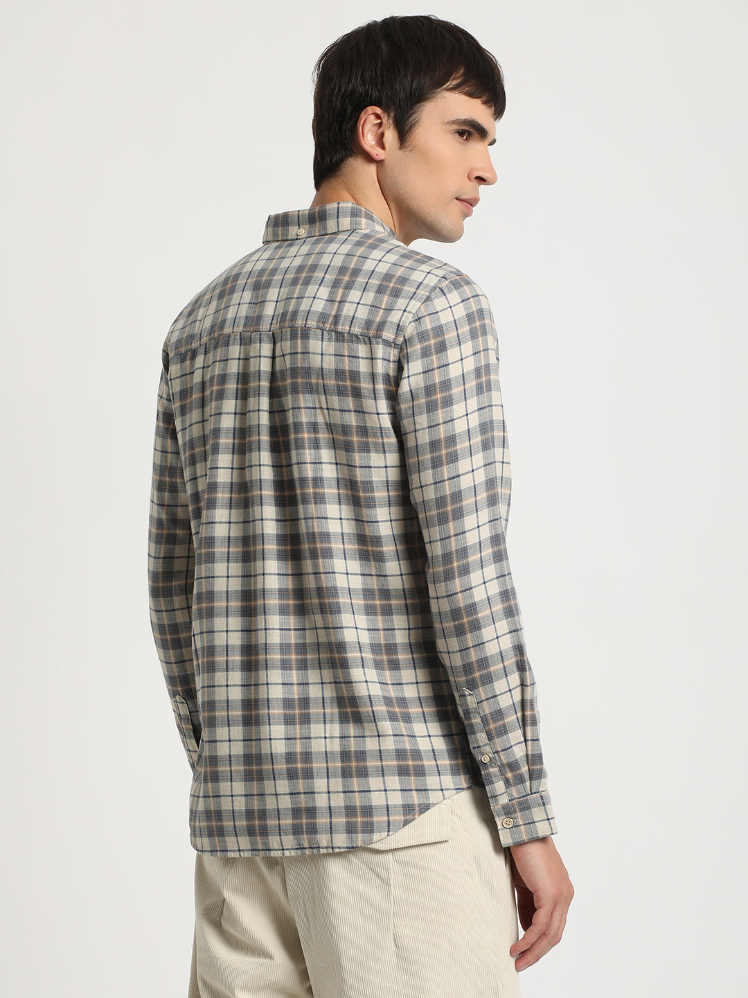 Biani - Men Multi Checked Slim Fit Casual Shirt