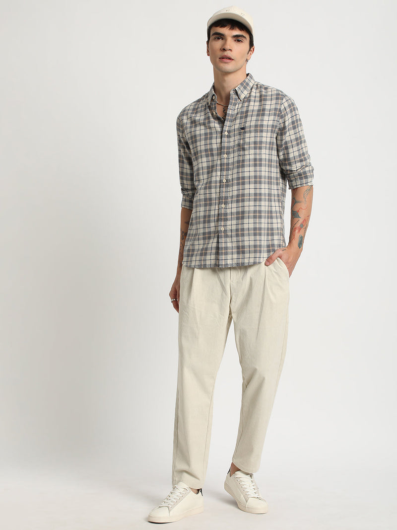 Biani - Men Multi Checked Slim Fit Casual Shirt