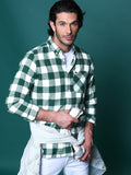 Intel - Men Green Checked Slim Fit Flannel Cotton Casual Shirt