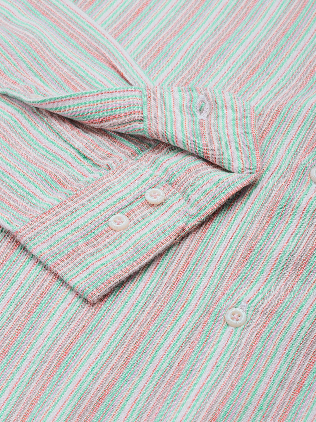 Jose - Men Grey & Pink Slim Fit Striped Casual Shirt