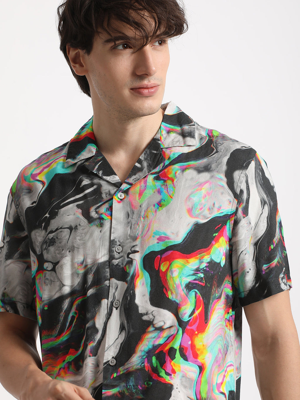 Nemano - Men's Multi-Coloured Printed Regular Fit Casual Shirt