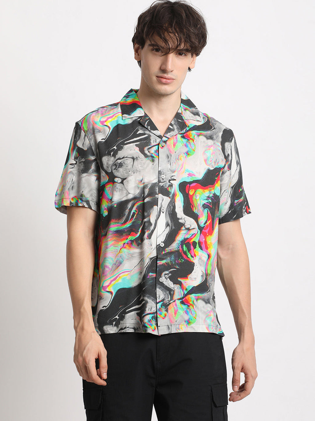 Nemano - Men's Multi-Coloured Printed Regular Fit Casual Shirt