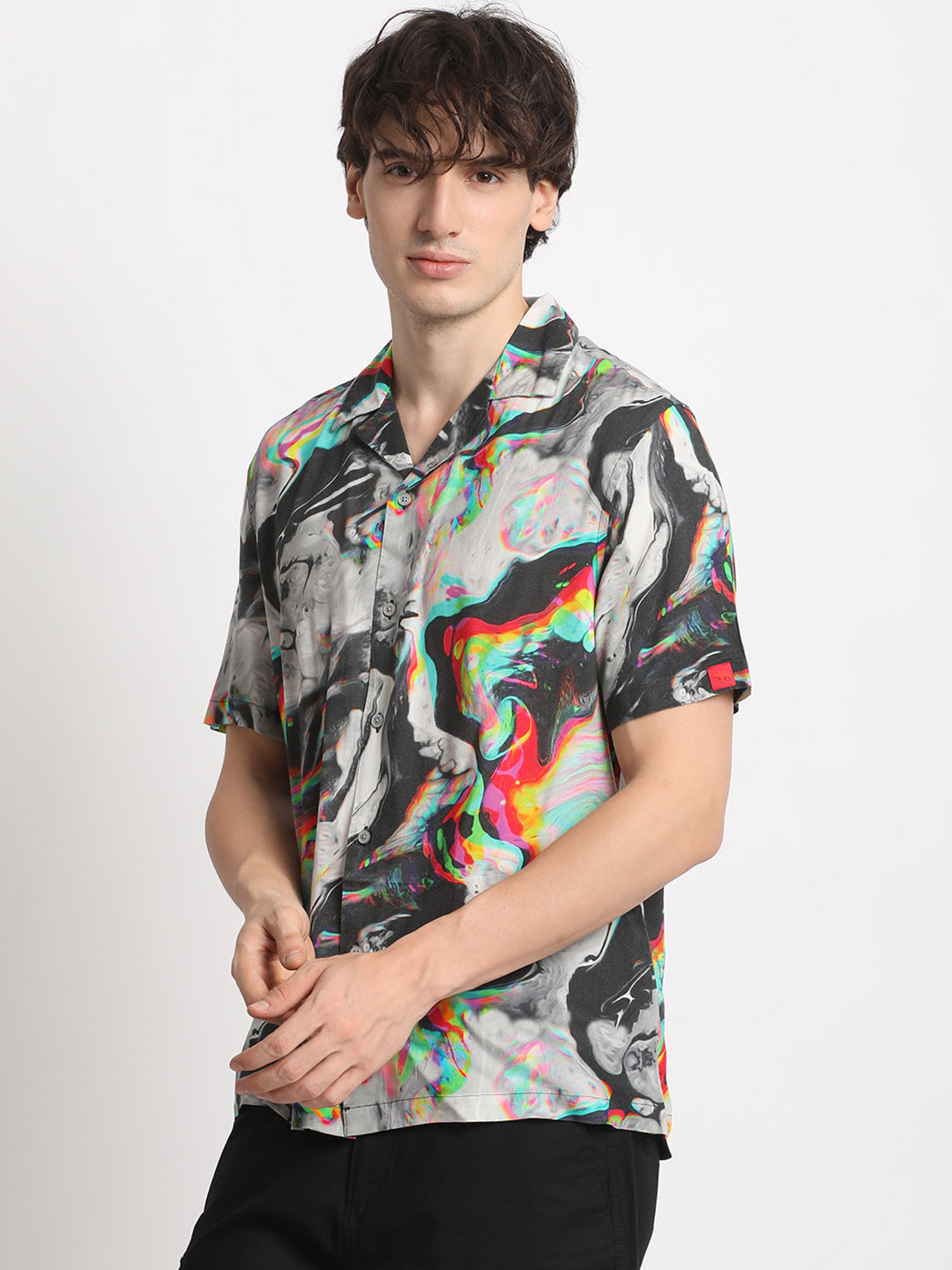Nemano - Men's Multi-Coloured Printed Regular Fit Casual Shirt