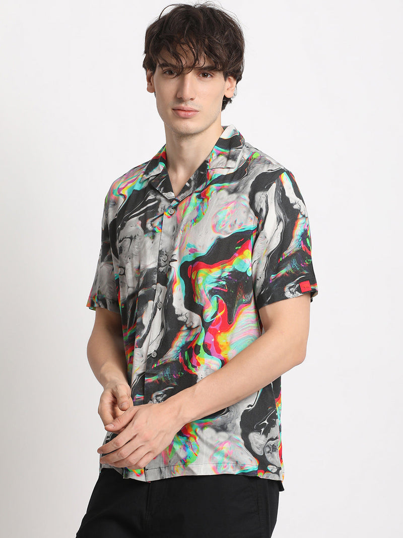 Nemano - Men's Multi-Coloured Printed Regular Fit Casual Shirt