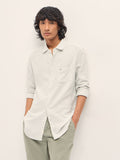 NILEA - Grey Slim Fit Woven Pinstripe Casual Shirt