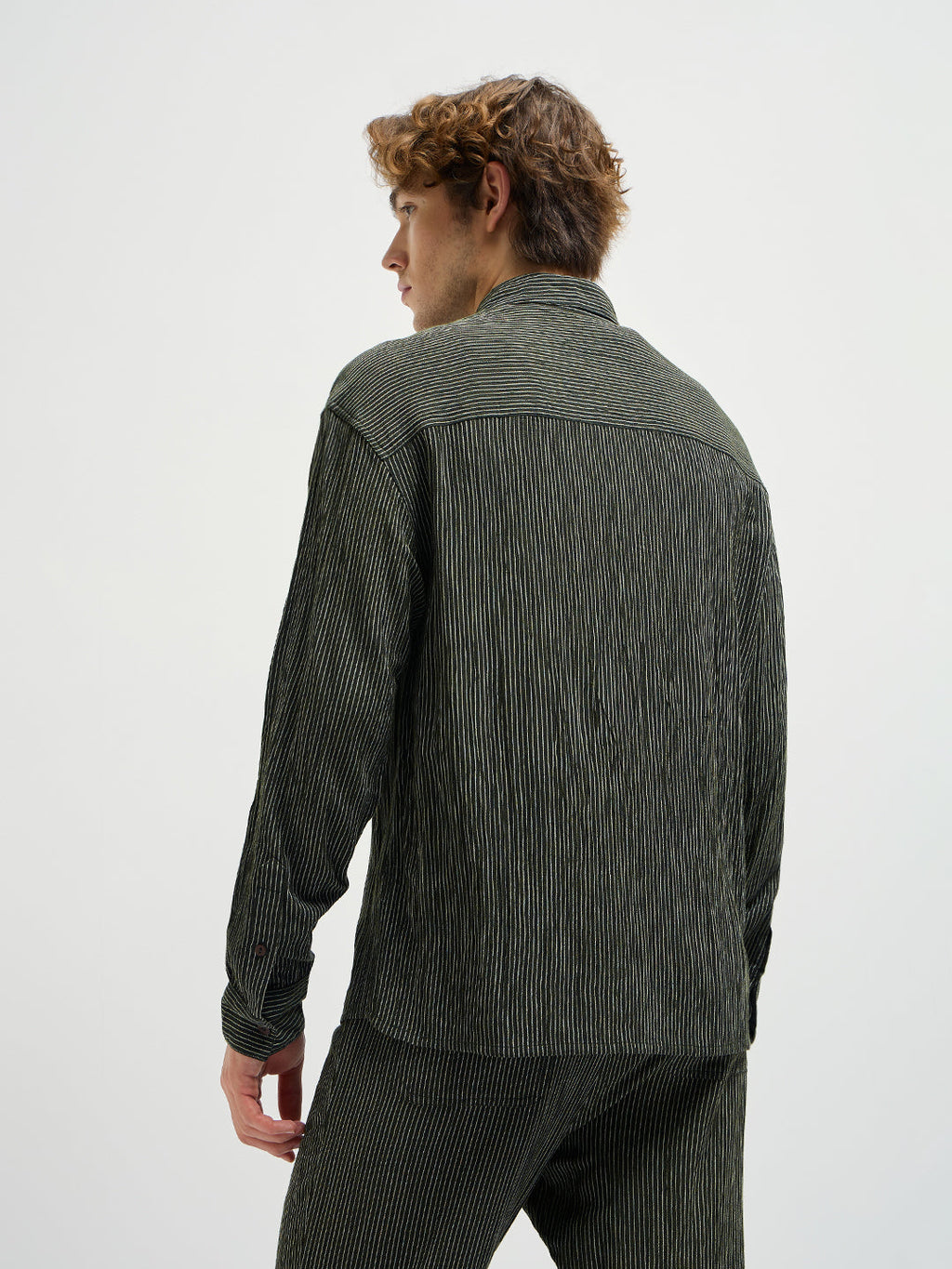 OLGO - Green Pinstripes Regular Fit Casual Shirt