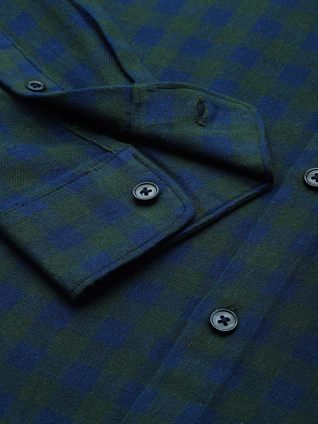 Paltz - Men Blue & Green Checked Slim Fit Flannel Cotton Casual Shirt