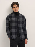 PENK - Black with Grey Block Check Relax Fit Overshirt
