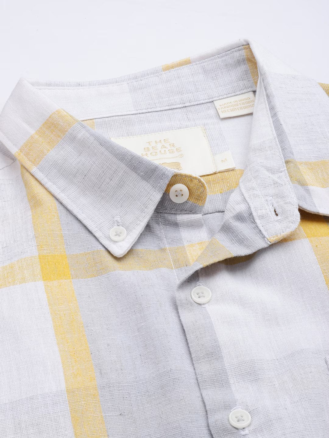 Rado - Men Grey Checked Slim Fit Cotton Blend Casual Shirt