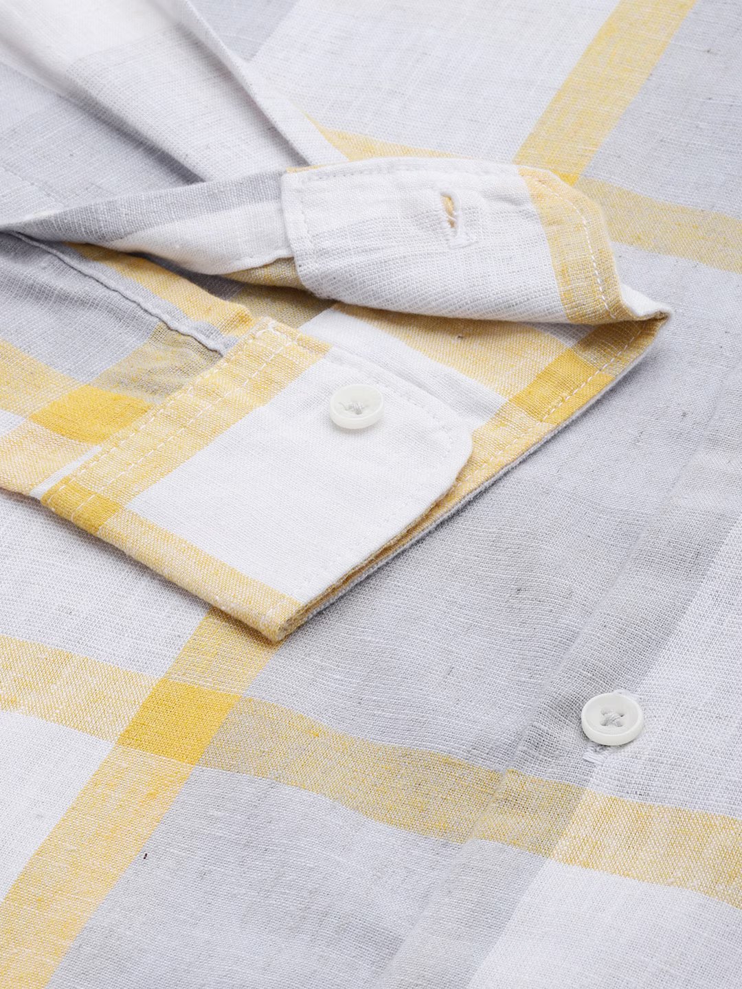 Rado - Men Grey Checked Slim Fit Cotton Blend Casual Shirt