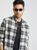 Sabino - Men Black Checked Slim Fit Flannel Cotton Casual Shirt