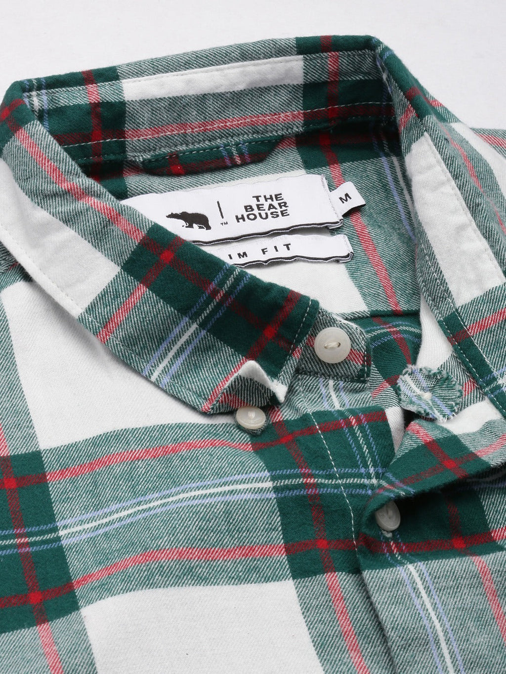 Shood - Men Green Checked Slim Flannel Casual Shirt
