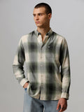 Sivia - Men Green Checked Slim Fit Cotton Casual Shirt