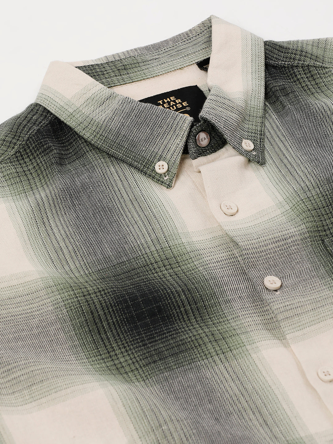 Sivia - Men Green Checked Slim Fit Cotton Casual Shirt