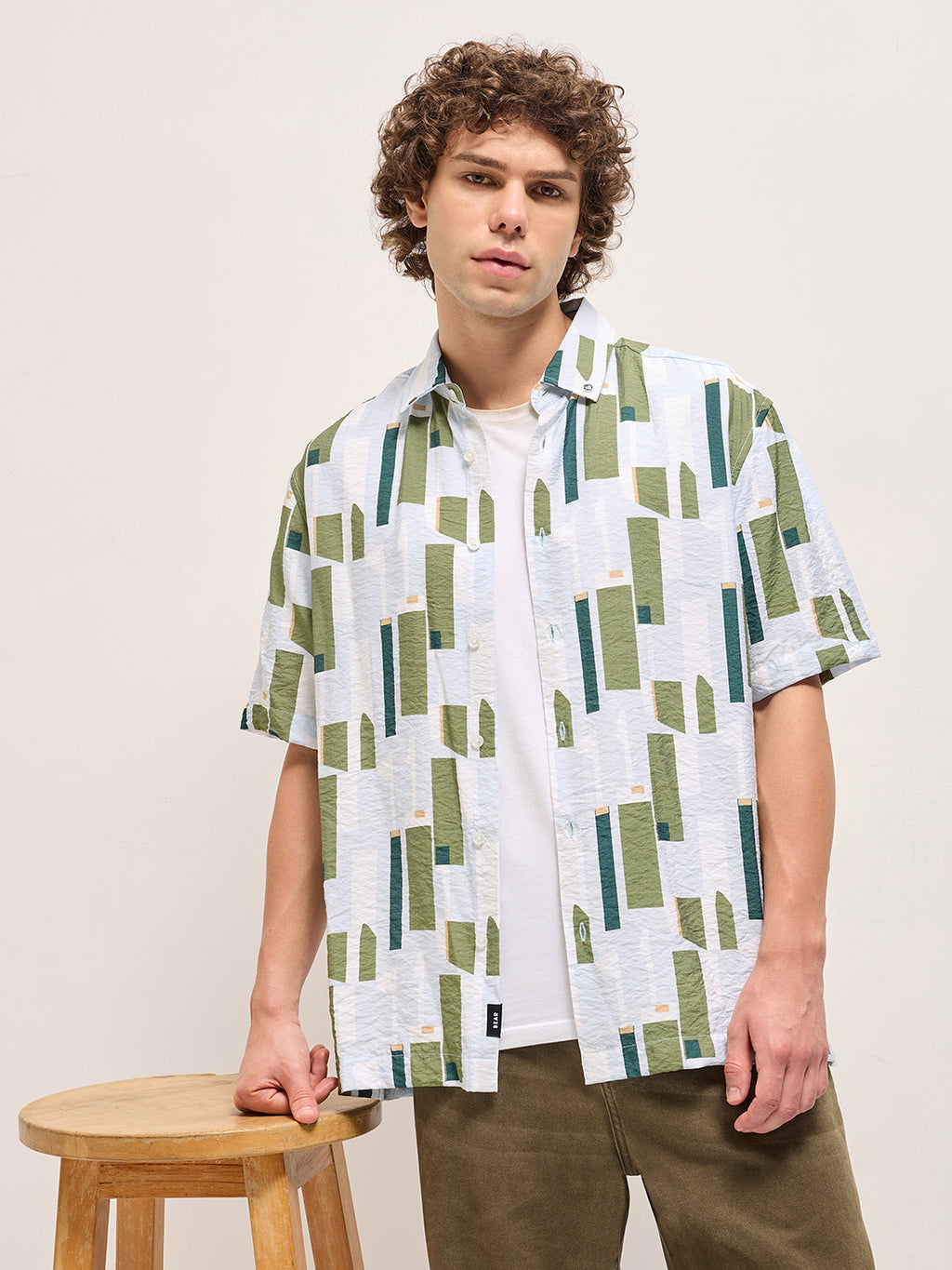 STAT - Multi-Color Geometrical Print Relax Fit Casual Shirt