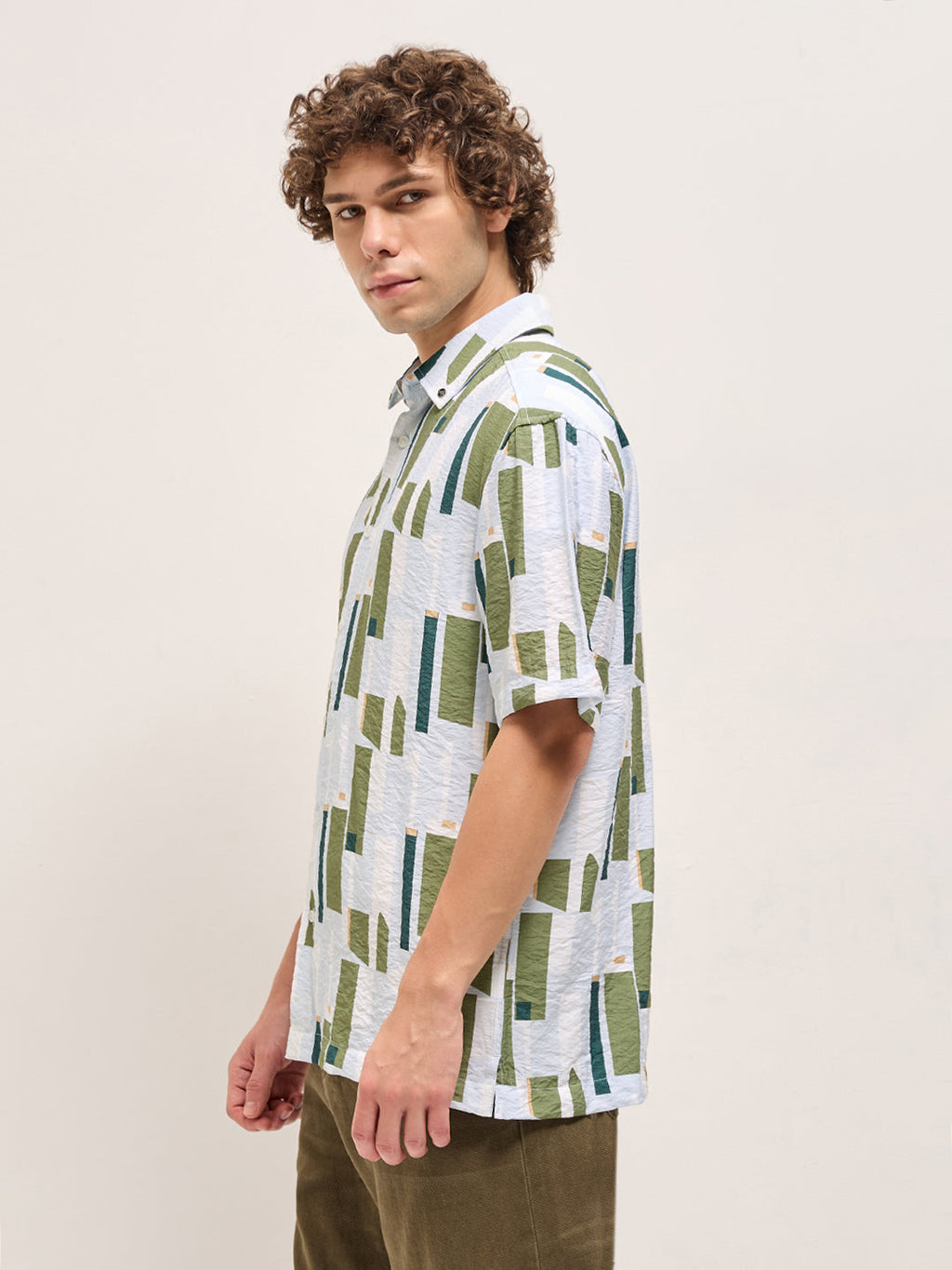 STAT - Multi-Color Geometrical Print Relax Fit Casual Shirt