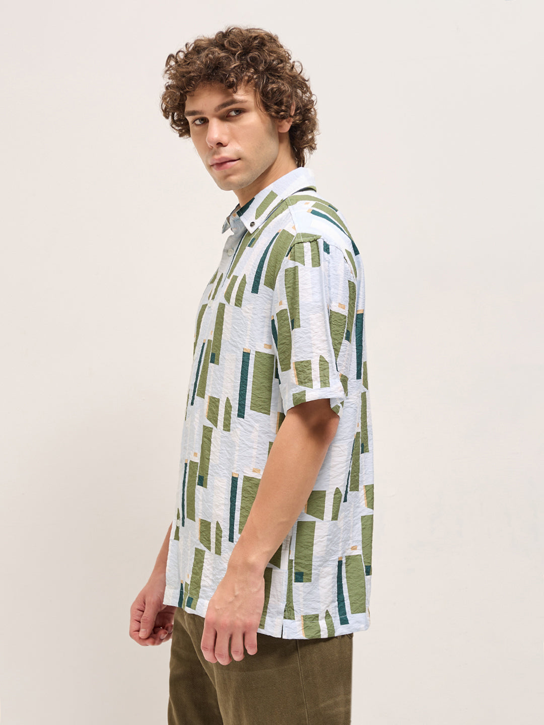 STAT - Multi-Color Geometrical Print Relax Fit Casual Shirt