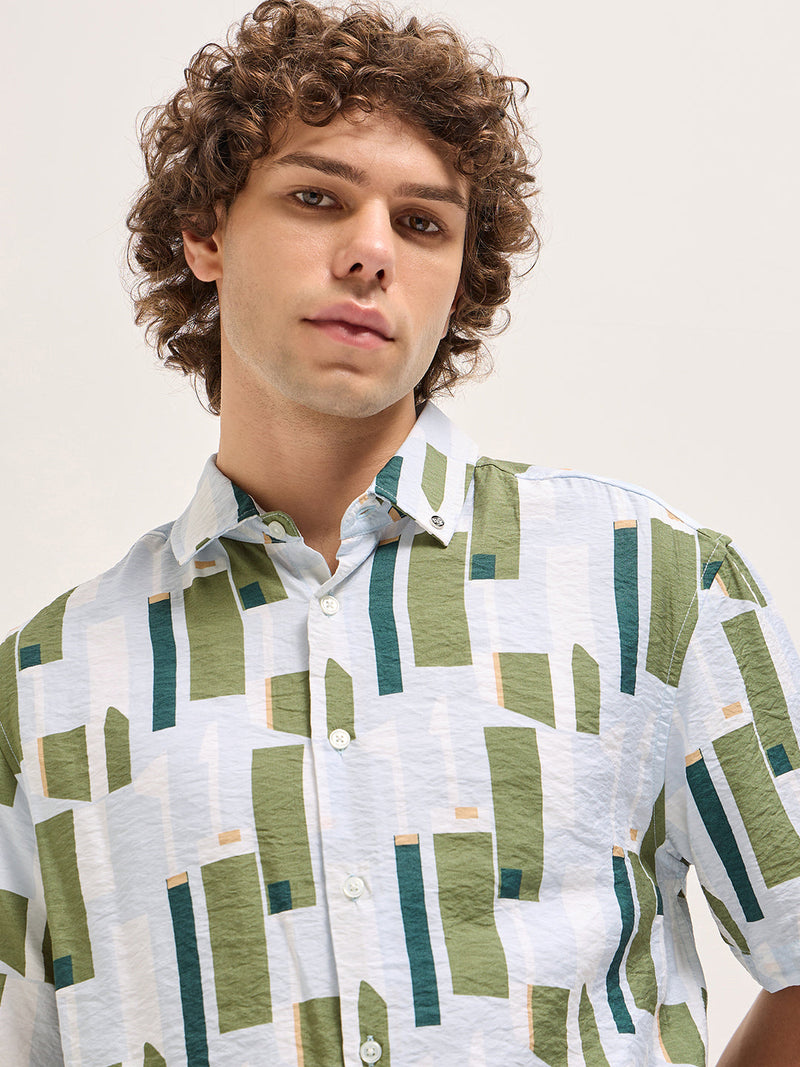 STAT - Multi-Color Geometrical Print Relax Fit Casual Shirt
