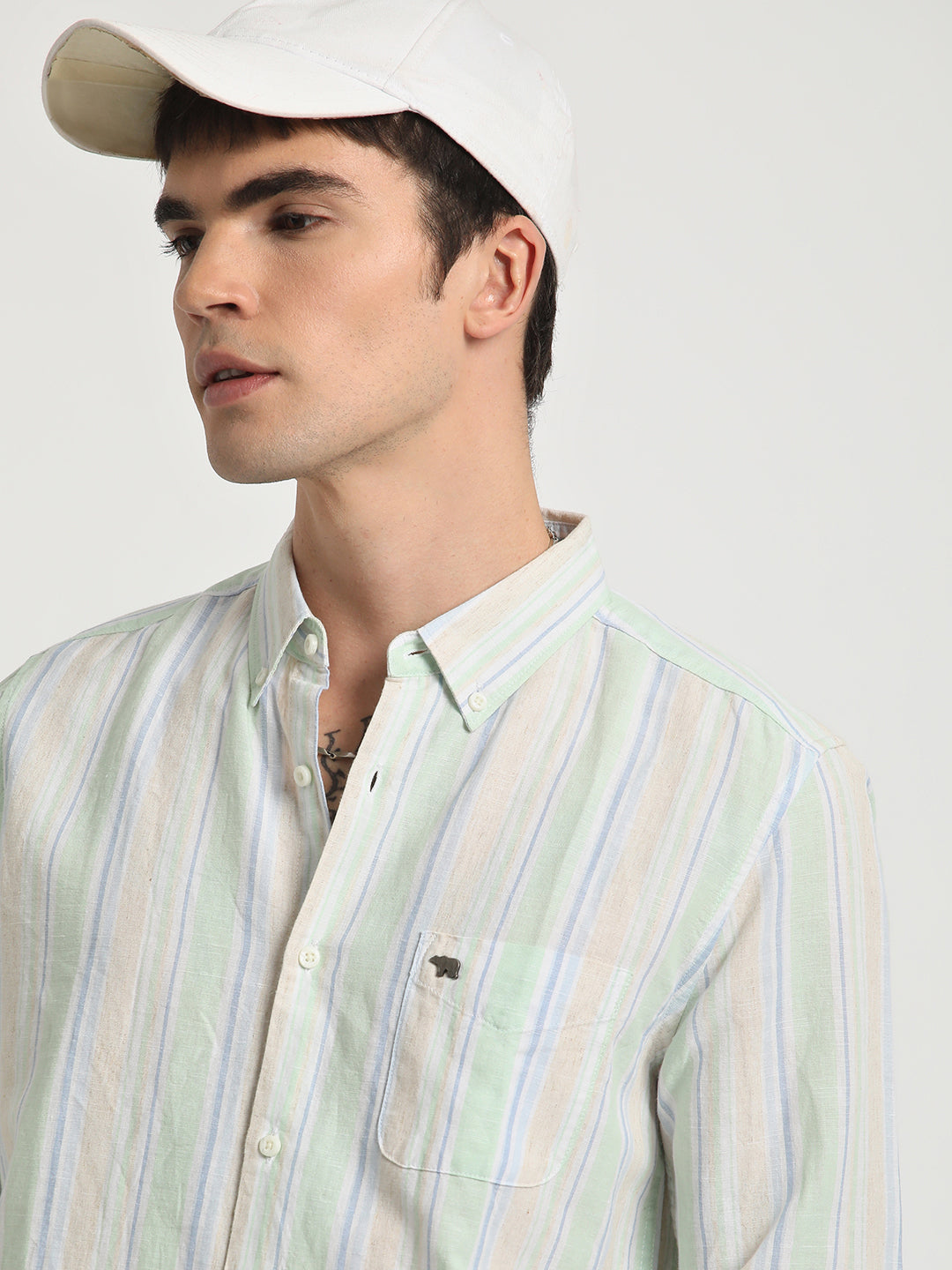 Taka - Men Multi Striped Slim Fit Cotton Casual Shirt