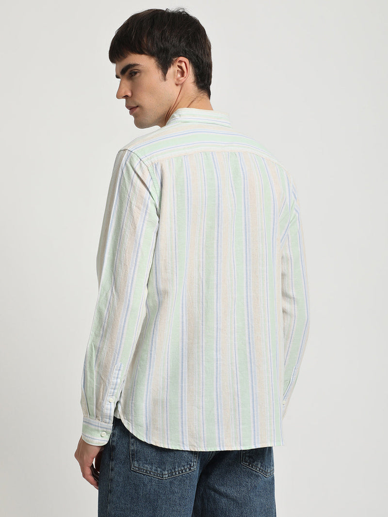 Taka - Men Multi Striped Slim Fit Cotton Casual Shirt