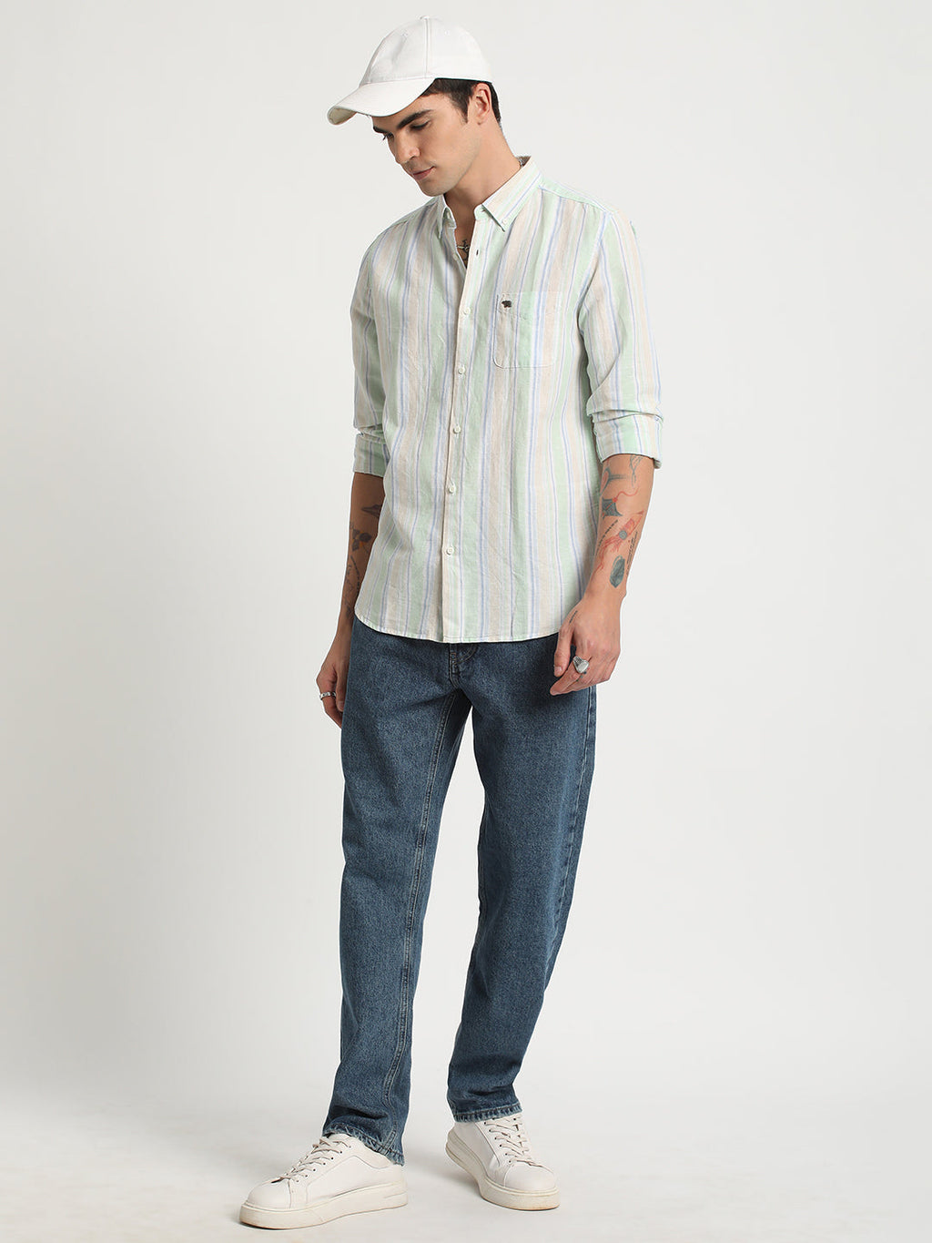 Taka - Men Multi Striped Slim Fit Cotton Casual Shirt