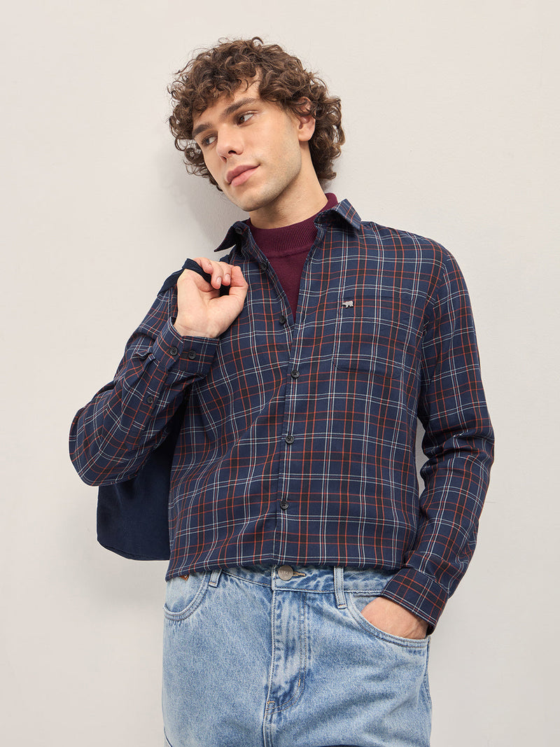 TESO - Multi-Color Checked Slim Fit Casual Shirt