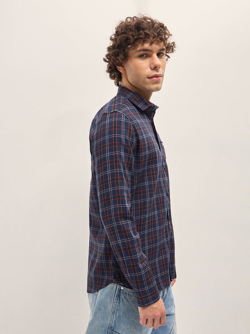 TESO - Multi-Color Checked Slim Fit Casual Shirt