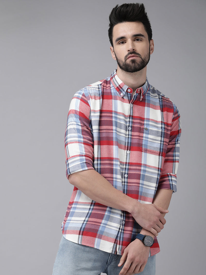 Tivoli - Men Checked Slim Fit Cotton Casual Shirt