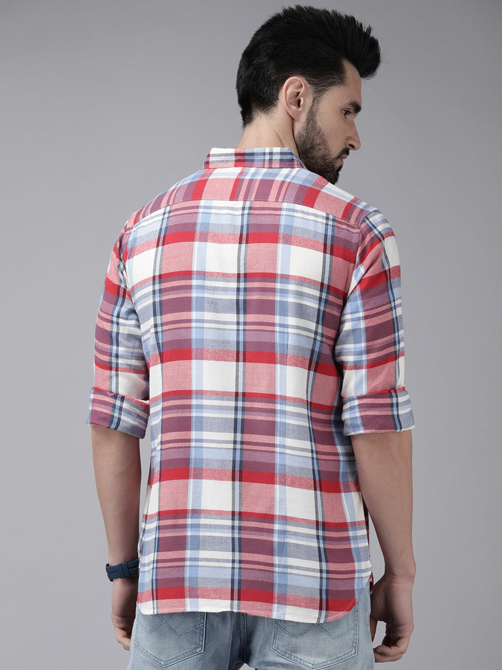 Tivoli - Men Checked Slim Fit Cotton Casual Shirt
