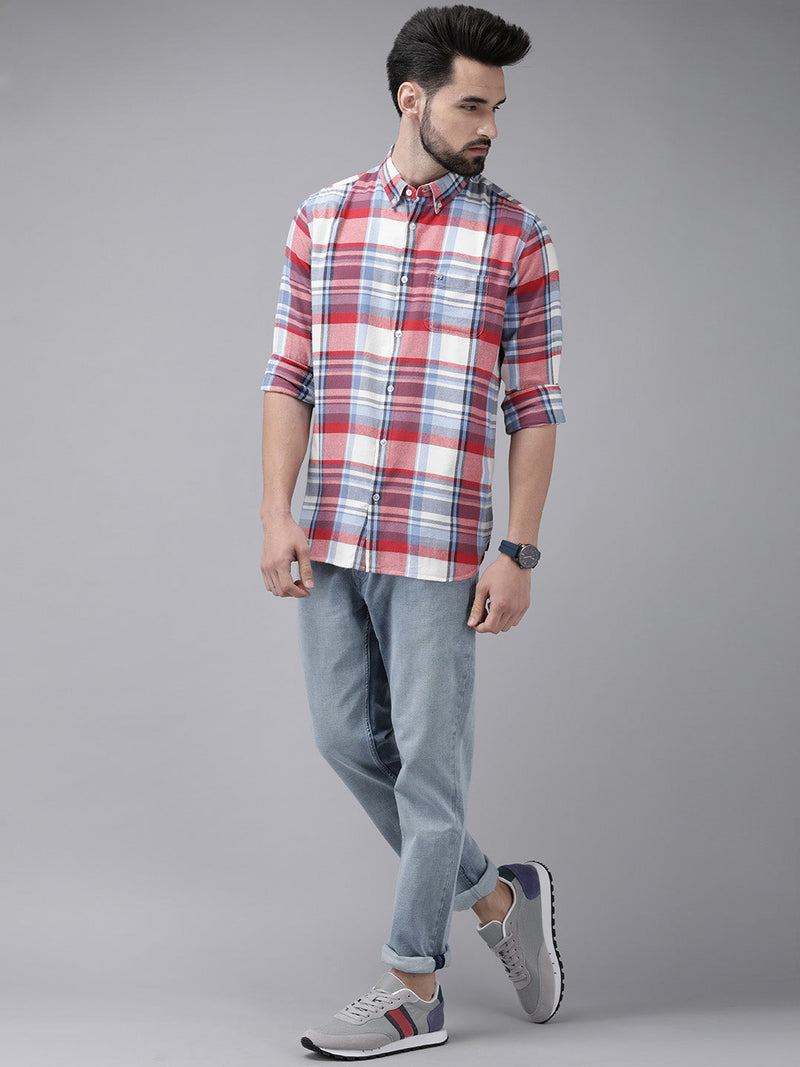 Tivoli - Men Checked Slim Fit Cotton Casual Shirt