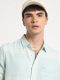 Turvil - Men Blue Checked Fit Cotton Casual Shirt