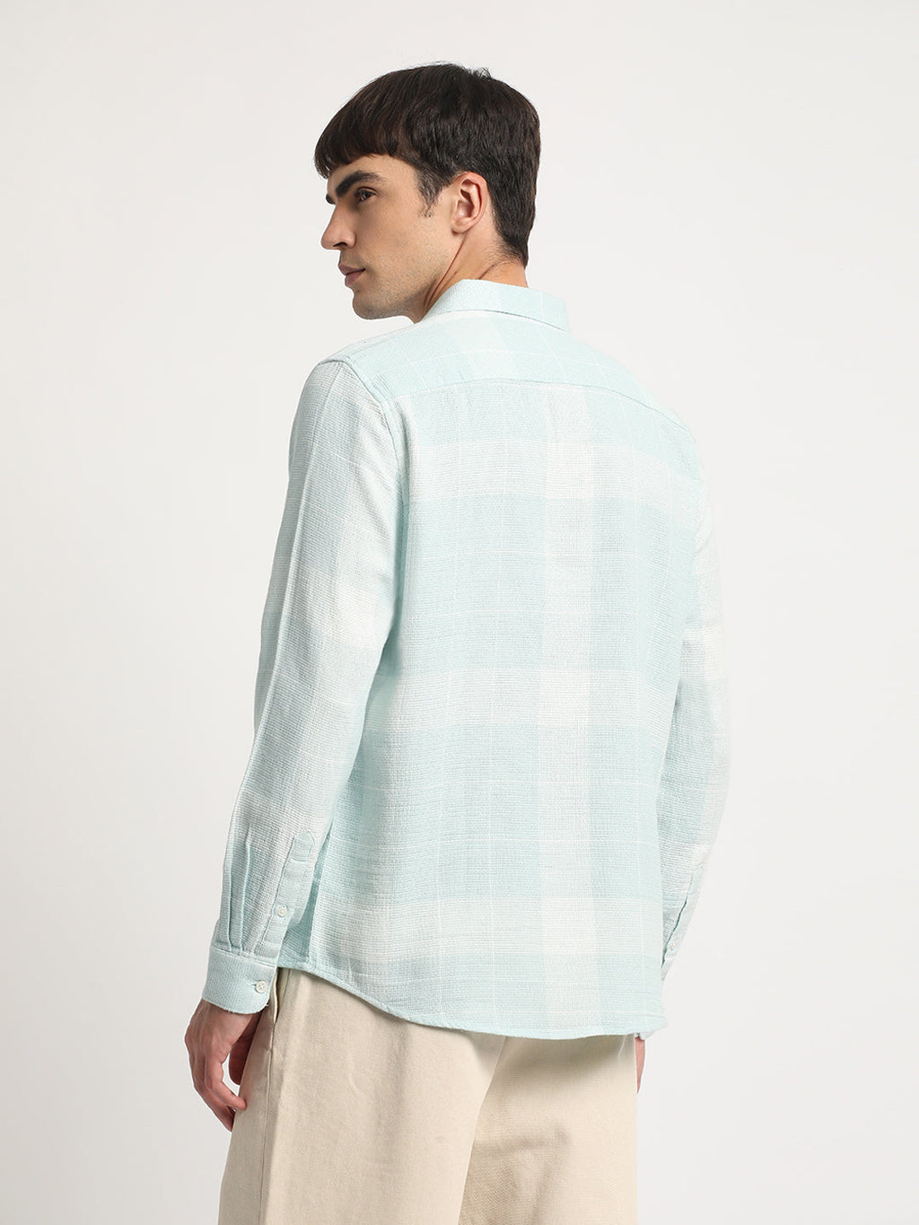 Turvil - Men Blue Checked Fit Cotton Casual Shirt